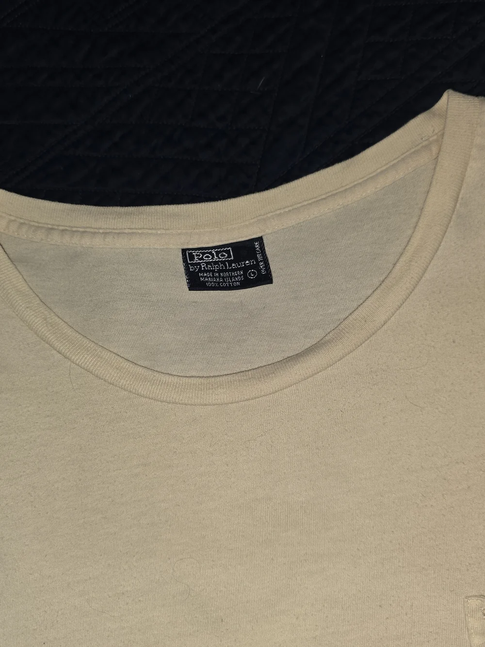 LARGE VINTAGE Polo by Ralph Lauren Short Sleeve Crew Tee Cream